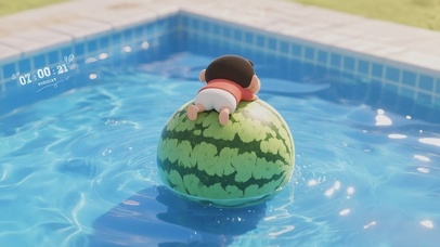 抱着西瓜的小新