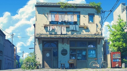 晾晒衣服的独栋小屋