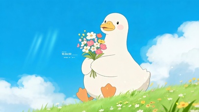 春天采花的小鸭