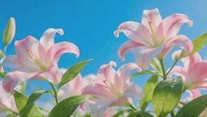 清新晨露百合花丛