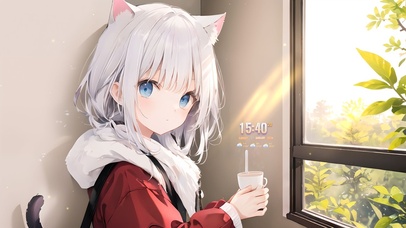 窗边午后猫耳少女