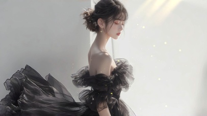 清純黑色婚紗美女