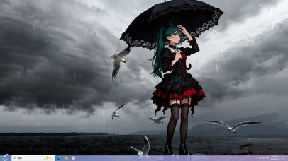 海边打伞的初音