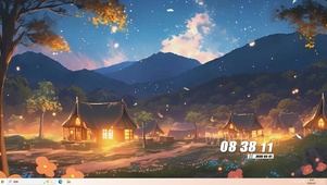 夜景星空树木桌面主题