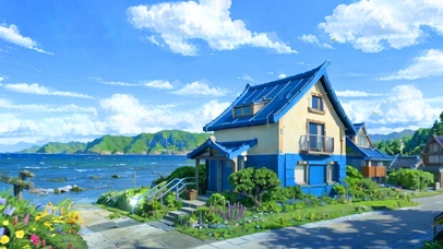 清新蓝色治愈小屋