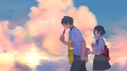 唯美治愈夏日黄昏夕阳