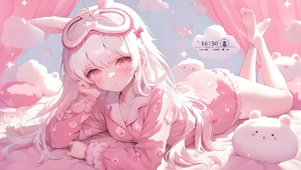 可爱房间粉女孩