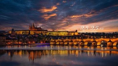 唯美黄昏水上城市风景