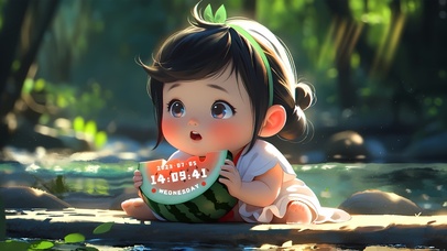 4k 可爱萌娃吃瓜	