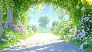 清新阳光雏菊小路