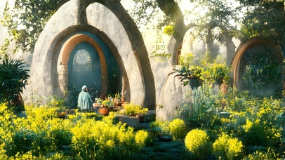 4K石窟拱门花园