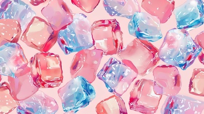 清凉蓝粉色冰块