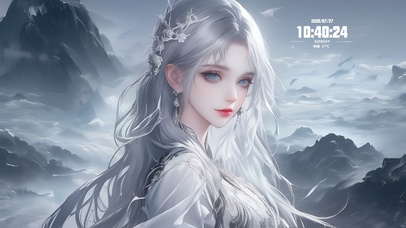 治愈梦幻游戏建模脸CG美女白毛