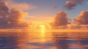 黄昏落日海面