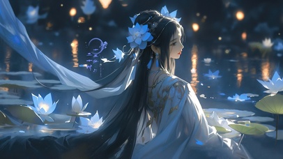 4K唯美古风国风汉服荷塘女神