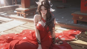 古风红衣美女