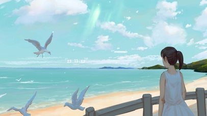 （免费）4K 海滨女孩与大海