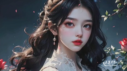 缤纷花瓣下的唯美女孩