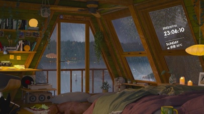 湖边雨天舒适小屋