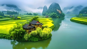 绿色河流花海