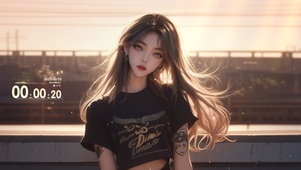 天台夕阳少女