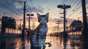 雨中猫咪