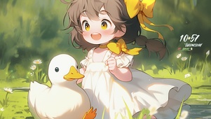 可爱小黄鸭女孩