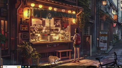 动漫风格夜晚街景主题