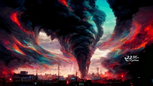 4k 炫酷都市火灾烟雾