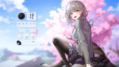 樱花树下的美少女