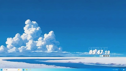 蓝天白云河流桌面主题