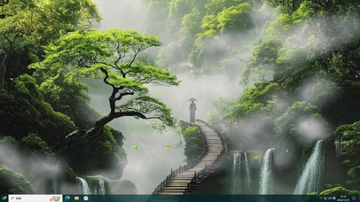 绿色护眼森林AI插画-桌面主题