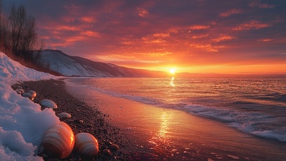 贝加尔湖壮观日落