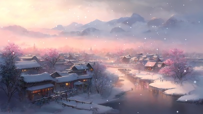 唯美 雪中小镇
