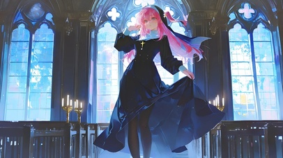 后藤一里-黑丝修女制服美女