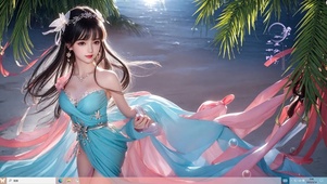 4k七彩长衫美少女湖畔