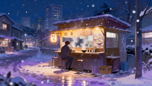 深夜街边拉面店