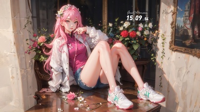 治愈长腿粉发女孩