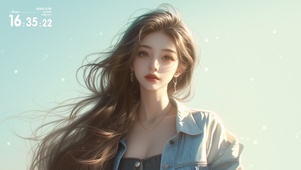 晴空下的美女