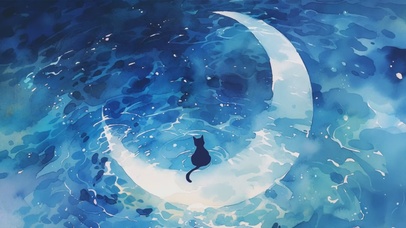 月亮湖的小黑猫