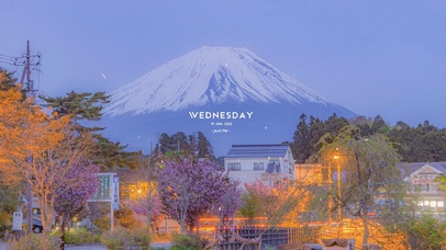 唯美治愈夕阳富士山