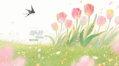 春日里的阳光草地微风郁金香