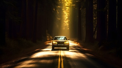 森林里的老式汽车