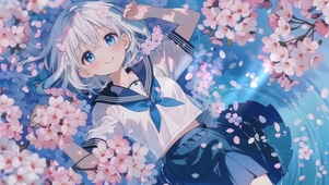 可爱樱花湖少女