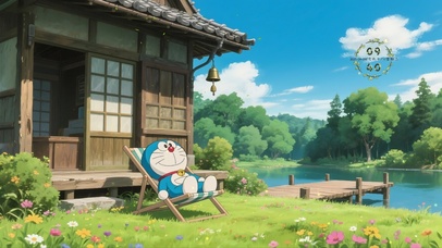 清新草地机器猫