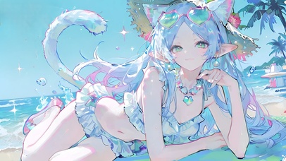 芙莉莲-海边泳装少女