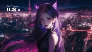 粉发狐耳少女