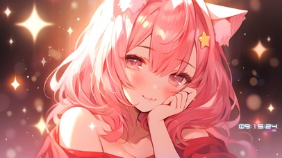 可爱粉发猫耳少女