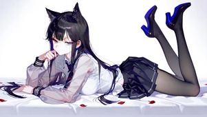 趴着的黑丝少女-德克萨斯
