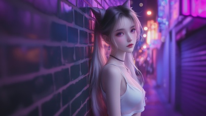 4k赛博朋克双马尾女孩